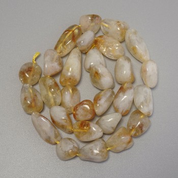 Citrine faceted teardrop beads, diameter 14–16×11 mm ±, on a thread, length 40 cm+