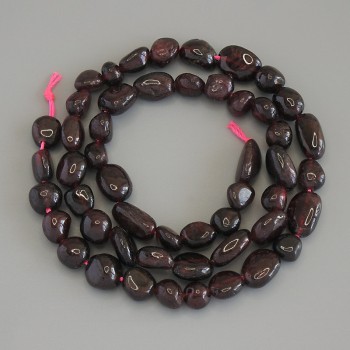 Faceted Garnet Beads, diameter 8-12×6-8 mm, on thread, length 40 cm+