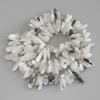 Adularia chip beads, diameter 12-15×3-5 mm, on thread, length 39 cm+