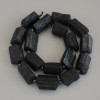 Unpolished Tourmaline Sherl beads, diameter 19–22×13–16 mm ± seed beads 4 mm ± on thread, length 39 cm