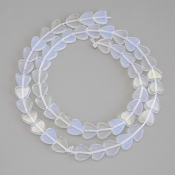 Moonstone Heart Beads, 8×8×2 mm, on a thread, length 38 cm+