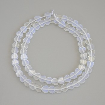 Moonstone heart-shaped beads, diameter 6x6x2 mm ± on thread, length 39 cm+