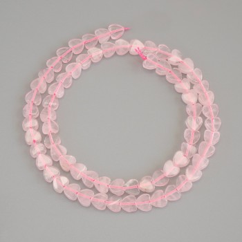 Pink Quartz Heart Beads, 6x6x2 mm +/- on thread, length 38 cm+