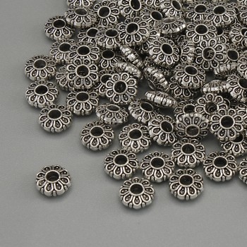 Silver-tone bead-insert findings, 6×2.5 mm diameter, 2 mm hole, packaging 20 g (~94 pcs)