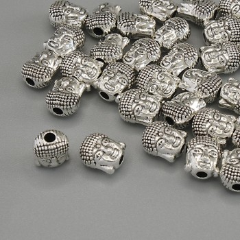 Bead insert hardware Buddha, silver metal color, size 6×7×4 mm, hole diameter 1.9 mm, packaging 20 g (~31 pcs)