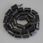 Sun Obsidian Beads, Faceted, 12×7 mm, 3 mm seed beads, length about 39 cm on thread