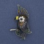Parrot Brooch with Colored Enamel and Silver-tone Metal 51×31 mm+