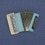 Brooch 'Accordion' blue and white enamel on gold-toned metal 43x28mm+