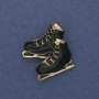 Skates brooch pendant with black enamel and gold-tone metal 23x32 mm+