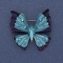Butterfly Brooch-Pendant Purple-Blue Enamel Rainbow Crystals Silver-Tone Metal 39x42mm+