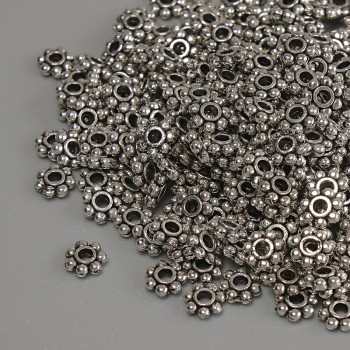 Bead Insert Findings, Silver-Colored Metal, 4×1.5 mm Diameter, 1.5 mm Hole, Packaging 20 g (~279 pcs)