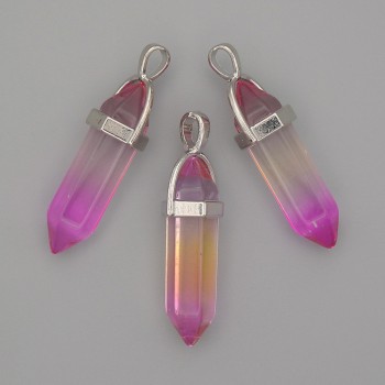 Multicolored glass hexagonal crystal pendant 8x31x41 mm+