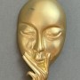 Clearance! Accent Mask Brooch in Gold-Tone Metal 39x73mm ± (scuffs)