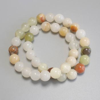 Onyx Beads, Smooth Round, 10mm Diameter, on Beading Thread, 38 cm Length+