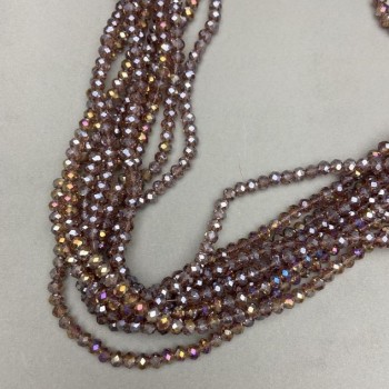 Beads Czech Crystal on thread, transparent brown with gasoline finish, faceted rondelle, diameter 6x5mm, length 40-41 cm +