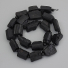 Tourmaline Sherl Beads, Unpolished Stone, Diameter 15–18×10–12 mm, Seed Beads 4–5 mm, On Thread, Length 41 cm