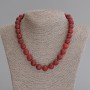 Coral necklace with smooth 12mm beads, length about 45 cm, with clasp