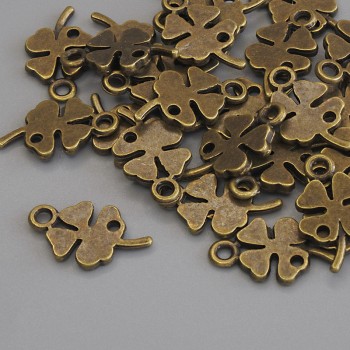Bronze-colored Clover Pendant, 16x9mm, packaging 25 pcs