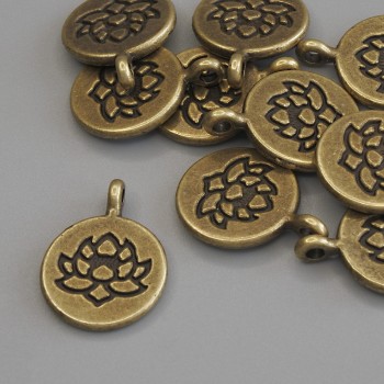 Lotus Pendant in Bronze Color, 19×15 mm, packaging 10 pcs