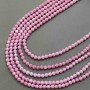 Pink Czech Crystal Beads with Gasoline Finish on Thread, Faceted Round Beads, Diameter 6mm +, Length 38cm +