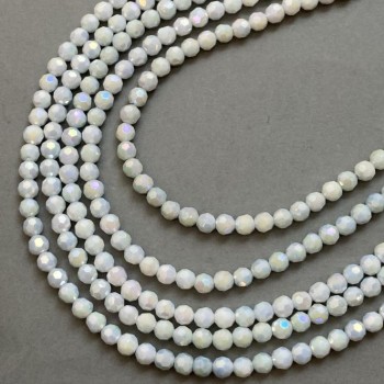 Beads Czech Crystal Blue Multicolor with Petrol Coating on Thread, Faceted Bead, Diameter 6 mm, Length 38 cm