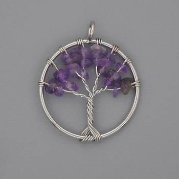 Pendant "Tree of Happiness" Amethyst, diameter 30mm+