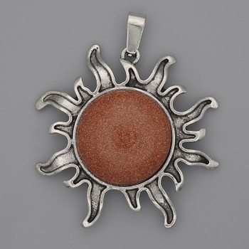 Pendant Sun Aventurine Golden Sand 39mm+/-, length 46mm+