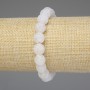 Bracelet 'Frosted Agate' White 10mm Smooth Bead, 18 cm Elastic