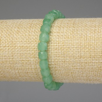 Stretch Bracelet with Faceted Nephrite Cubes 7×7 mm, Length 18 cm