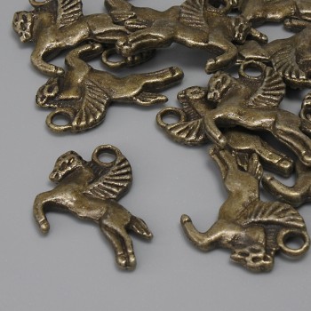 Pegasus Pendant in Bronze Color, Diameter 16×17 mm, Ear-hole 2.4 mm, Pack of 12