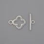Toggle Clasp Hardware, Clover-Shaped, 17×2 mm Diameter; Clover Decorative Element 14 mm; Hole Diameter 10 mm; Silver-Colored Metal
