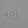 Toggle clasp hardware, ring 22×2.5 mm, 15 mm diameter, hole diameter 10 mm, silver-colored metal