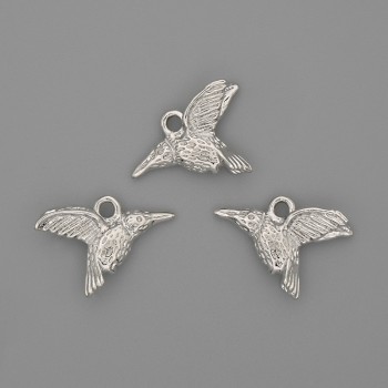 Hummingbird Pendant 19x15mm ± Silver-Colored Metal