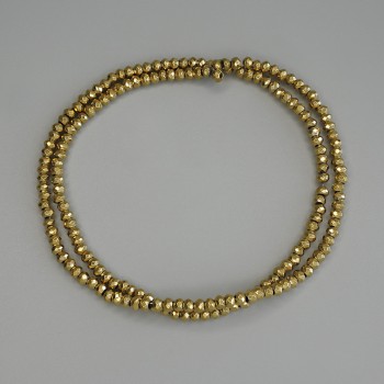 Hematite Beads Gold Color, Faceted Rondelle 3x2 mm on Thread, Length 40 cm+