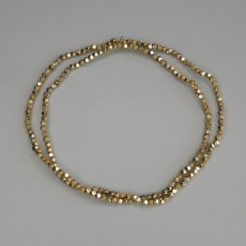 Hematite Beads, Gold Color, Faceted, 2x2 mm Diameter, on a Thread, Length 40 cm+