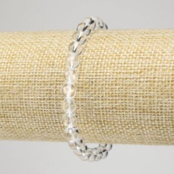 Mountain Crystal Bracelet, smooth beads, diameter 6.5 mm, length 18 cm, stretch