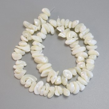 Mother-of-Pearl Faceted Beads, diameter 9–16×6–10 mm, length 37 cm on thread