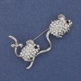 Jerboas Brooch with White Crystals, Silver Metal 49x31mm+