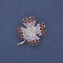 Shamrock brooch-pendant white and purple crystals silver-tone metal, diameter 28×24 mm +