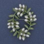 Brooch Pearl Crown (artificial) enamel silver metal 47x57mm+