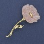 Pink Pearlescent Poppy Flower Brooch, 63×32 mm, gold-toned metal