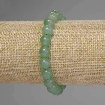 Smooth Jade Bead Bracelet, 8.5 mm diameter, 18 cm length, stretch