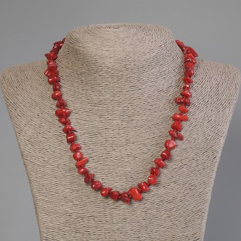 Faceted Coral Necklace, diameter 6–8×7–9 mm ±, length 50 cm ± with clasp