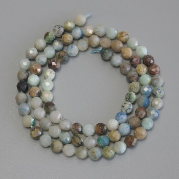 Chrysocolla and Lapis Lazuli Beads on Thread, Faceted Round Bead, Diameter 4–5 mm, Length 40 cm+