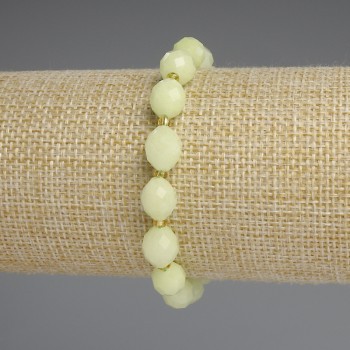 Chrysolite Olivine Bracelet with Faceted Beads 10×8 mm, 3 mm beads, length 18 cm, stretch