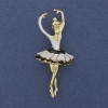 Brooch pendant Ballerina white enamel golden metal 25x57mm+