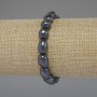 Hematite bracelet, hammered, diameter 8–11×8 mm, length 18 cm stretch