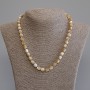 Beige Mother-of-Pearl Barrel-Bead Necklace, diameter 8x7 mm, 5 mm +/-, length 50 mm +/- with clasp