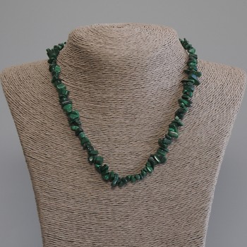 Malachite Chip Necklace, diameter 6-11×3-6 mm, length 45 cm