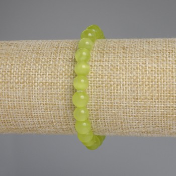 Cat's Eye Stone Bracelet with smooth beads, 8 mm diameter, 18 cm length, stretch